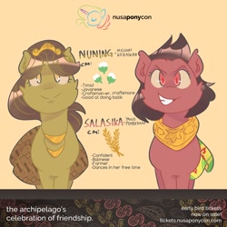 Size: 1440x1440 | Tagged: safe, artist:mewy101, character:rarity, oc, oc:nuning, oc:salasika, species:pony, female, indonesia, indonesian, mare, nusaponycon, profile