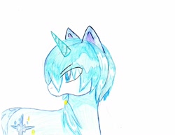 Size: 1242x960 | Tagged: safe, artist:lightningchaser13, artist:lightningchaserarts, oc, oc:snowdust, species:pony, species:unicorn, 2013, blue unicorn, colored pencil drawing, solo, traditional art