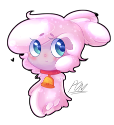 Size: 725x790 | Tagged: safe, artist:dddreamdraw, community related, character:pom lamb, species:sheep, them's fightin' herds, bell, bell collar, blushing, bust, collar, cute, eye clipping through hair, female, heart, lamb, pomabetes, portrait, simple background, solo, white background