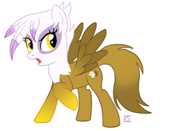 Size: 900x675 | Tagged: safe, artist:glamourkat, character:gilda, species:pegasus, species:pony, female, mare, open mouth, ponified, raised hoof, simple background, solo, species swap, white background