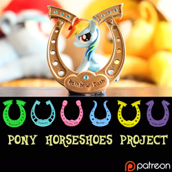 Size: 1920x1920 | Tagged: safe, artist:ponimalion, character:applejack, character:rainbow dash, species:pony, 3d, figurine, horseshoes, patreon, patreon logo