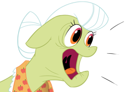 Size: 1365x998 | Tagged: dead source, safe, artist:sir-dangereaux, character:granny smith, species:earth pony, species:pony, newbie artist training grounds, female, mare, photoshop, simple background, solo, surprised, transparent background, yelling