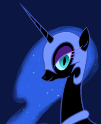 Size: 474x580 | Tagged: dead source, safe, artist:sir-dangereaux, character:nightmare moon, character:princess luna, species:alicorn, species:pony, g4, blue background, bust, female, mare, photoshop, portrait, profile, simple background, solo