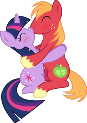 Size: 1024x1442 | Tagged: safe, artist:thorinair, character:big mcintosh, character:twilight sparkle, species:earth pony, species:pony, ship:twimac, kissing, male, shipping, stallion, straight
