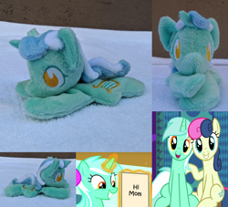 Size: 2382x2160 | Tagged: safe, artist:plushbyanto, edit, edited screencap, screencap, character:bon bon, character:lyra heartstrings, character:merry may, character:sweetie drops, species:earth pony, species:pony, species:unicorn, episode:grannies gone wild, episode:leap of faith, g4, my little pony: friendship is magic, adorabon, beanie (plushie), best friends, caption, chibi, comic sans, cropped, cute, duo, exploitable meme, female, front view, horn, image macro, implied lesbian, implied lyrabon, implied shipping, irl, just friends, lying down, lyra's score, lyrabetes, mare, meme, minky, no mouth, no nostrils, no pupils, photo, plushie, profile, prone, shipping fuel, sitting, sploot, text, toy