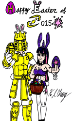Size: 696x1172 | Tagged: safe, artist:stealthninja5, character:twilight sparkle, character:twilight sparkle (alicorn), species:human, 2015, bionicle, bunny ears, colored pencil drawing, crossover, easter, easter egg, holiday, horn, horned humanization, humanized, lego, pen drawing, photoshop, takanuva, traditional art