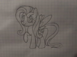 Size: 4208x3120 | Tagged: safe, artist:mirrorcrescent, character:fluttershy, species:pony, female, graph paper, solo, traditional art