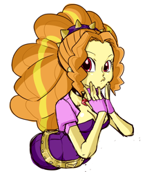 Size: 800x953 | Tagged: safe, artist:zukicure5gogo, character:adagio dazzle, equestria girls:rainbow rocks, g4, my little pony: equestria girls, my little pony:equestria girls, adoragio, breasts, busty adagio dazzle, cleavage, clothing, cute, female, fingerless gloves, gem, gloves, looking at you, simple background, siren gem, solo, white background