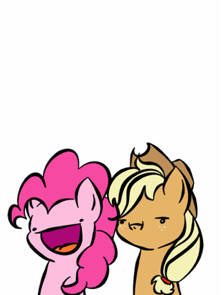 Size: 320x426 | Tagged: safe, artist:pegsie, character:applejack, character:pinkie pie, animated, female