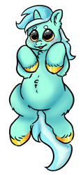 Size: 880x1854 | Tagged: safe, artist:graffiti, character:lyra heartstrings, species:pony, species:unicorn, belly, belly fluff, blushing, chest fluff, chubby, colored hooves, cute, dilated pupils, ear fluff, female, leg fluff, lying down, lyrabetes, mare, simple background, solo, white background