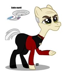 Size: 919x1012 | Tagged: safe, artist:glamourkat, species:earth pony, species:pony, captain picard, ponified, simple background, solo, star trek, transparent background, uss enterprise