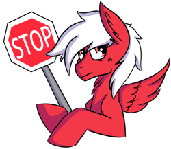Size: 1906x1652 | Tagged: safe, artist:exvius, oc, oc:stoppone, species:pegasus, species:pony, bust, solo, stop sign