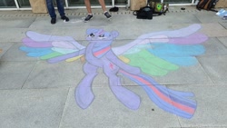 Size: 1280x720 | Tagged: safe, artist:jan0o, artist:themisto97, character:twilight sparkle, character:twilight sparkle (alicorn), species:alicorn, species:pony, friendship is magic: rainbow roadtrip, g4, my little pony: friendship is magic, chalk drawing, female, galacon, galacon 2019, germany, solo, traditional art, wing bling