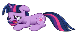 Size: 4592x2000 | Tagged: safe, artist:mirrorcrescent, character:twilight sparkle, character:twilight sparkle (unicorn), species:pony, species:unicorn, newbie artist training grounds, atg 2019, exhausted, female, mare, open mouth, simple background, solo, transparent background