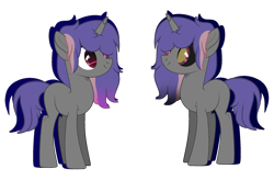 Size: 1024x672 | Tagged: safe, artist:chaoscy, artist:teepew, base used, oc, oc only, oc:clari, species:demon pony, species:pony, species:unicorn, angel, angel pony, black sclera, colored sclera, demon, female, hybrid, mare, original species, simple background, solo, transparent background