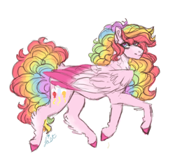 Size: 481x444 | Tagged: safe, artist:last-star-oc, character:pinkie pie, character:rainbow dash, species:pegasus, species:pony, colored hooves, female, fusion, mare, rainbow hair, simple background, solo, white background