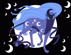 Size: 4233x3291 | Tagged: safe, artist:alexkingofthedamned, character:princess luna, abstract background, black background, crossover, female, pokefied, pokémon, simple background, solo, species swap, suicune