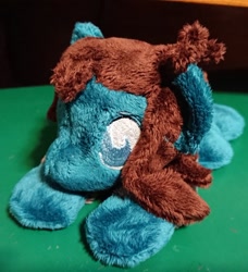 Size: 600x657 | Tagged: safe, artist:plushbyanto, species:earth pony, species:pony, beanie (plushie), bring me the horizon, commission, irl, male, photo, plushie, ponified, prone, solo, stallion, tom sykes