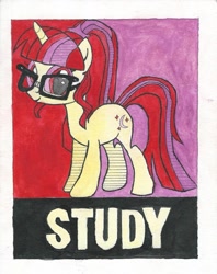 Size: 1251x1579 | Tagged: safe, artist:themisto97, character:moondancer, species:pony, species:unicorn, alternate hairstyle, drawing, female, glasses, hope poster, poster, recolor, solo, study, traditional art, watercolor painting