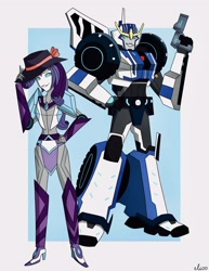 Size: 2438x3162 | Tagged: safe, artist:elioo, character:rarity, my little pony:equestria girls, autobot, crossover, cybertronian, detective rarity, species swap, strongarm, transformers, transformers robots in disguise (2015)