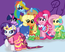 Size: 3000x2400 | Tagged: safe, artist:koharuveddette, character:applejack, character:fluttershy, character:pinkie pie, character:rainbow dash, character:rarity, character:twilight sparkle, species:earth pony, species:pegasus, species:pony, species:unicorn, episode:suited for success, episode:the best night ever, g4, my little pony: friendship is magic, clothing, dress, gala dress, mane six