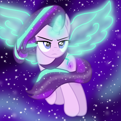 Size: 1000x1000 | Tagged: safe, artist:lincolnbrewsterfan, edit, editor:katya, character:starlight glimmer, species:pony, species:unicorn, episode:the ending of the end, g4, my little pony: friendship is magic, glow, glowing eyes, glowing horn, glowing mane, horn, magic, vector, wings