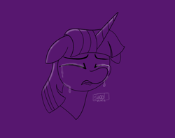 Size: 702x555 | Tagged: safe, artist:shooting star, artist:star_drawings, character:twilight sparkle, character:twilight sparkle (alicorn), species:alicorn, species:pegasus, species:pony, species:unicorn, crying, female, floppy ears, lights, monochrome, purple background, sad, simple background, solo
