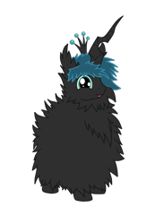 Size: 1101x1501 | Tagged: safe, artist:ardonsword, character:queen chrysalis, oc, oc:fluffle puff, :3, fluffy, fluffy changeling, fusion, simple background, solo, tongue out, transparent background