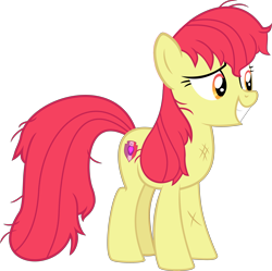 Size: 4020x4000 | Tagged: safe, artist:steyrrdash, edit, editor:slayerbvc, character:apple bloom, species:earth pony, species:pony, episode:growing up is hard to do, g4, my little pony: friendship is magic, absurd resolution, accessory-less edit, dirty, female, mare, messy mane, missing accessory, older, older apple bloom, simple background, solo, transparent background, vector, vector edit