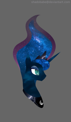 Size: 1000x1700 | Tagged: safe, artist:shadobabe, character:princess luna, species:alicorn, species:pony, bust, female, gray background, mare, portrait, simple background, solo, texture