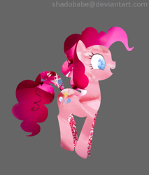 Size: 850x1000 | Tagged: safe, artist:shadobabe, character:pinkie pie, species:earth pony, species:pony, female, gray background, mare, simple background, solo, texture