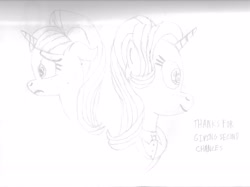 Size: 3407x2550 | Tagged: safe, artist:ahsokafan100, character:starlight glimmer, species:pony, female, headmare starlight, mlp fim's ninth anniversary, sad face, sketch, smiling, solo, traditional art