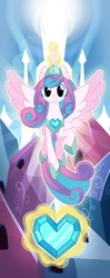 Size: 1484x3744 | Tagged: safe, artist:spindlespice, character:princess flurry heart, species:alicorn, species:pony, episode:the last problem, g4, my little pony: friendship is magic, crystal empire, crystal heart, cute, female, flurrybetes, glowing horn, horn, levitation, looking at you, magic, mare, older, older flurry heart, smiling, solo, spread wings, telekinesis, vector, wings