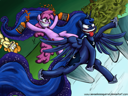 Size: 959x720 | Tagged: safe, artist:senselesssquirrel, character:berry punch, character:berryshine, character:carrot top, character:golden harvest, character:princess luna, alcohol, silly