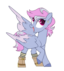 Size: 1664x1856 | Tagged: safe, artist:harmonyharp, artist:teepew, base used, oc, oc only, oc:sucrose (ice1517), parent:night glider, parent:sugar belle, parents:sugarglider, species:pegasus, species:pony, bootsearring, clothing, female, magical lesbian spawn, mare, offspring, open mouth, raised hoof, simple background, socks, solo, striped socks, transparent background