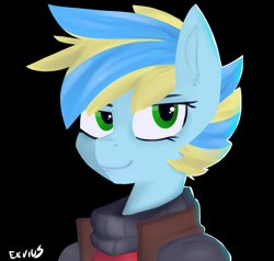 Size: 853x813 | Tagged: safe, artist:exvius, oc, oc:bumpstock, species:anthro, species:pony, clothing, coat, solo, space pirate