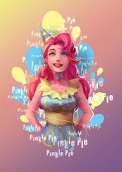 Size: 1409x1993 | Tagged: safe, artist:animesoul, character:pinkie pie, my little pony:equestria girls, clothing, cutie mark, female, hat, looking at you, party hat, solo