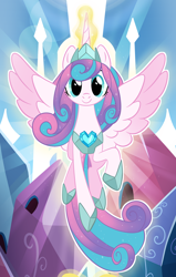 Size: 1460x2291 | Tagged: safe, artist:spindlespice, edit, character:princess flurry heart, species:alicorn, species:pony, episode:the last problem, g4, my little pony: friendship is magic, cropped, crystal empire, cute, female, flurrybetes, glowing horn, horn, looking at you, mare, older, older flurry heart, smiling, solo, spread wings, vector, wings