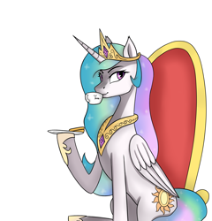 Size: 3840x4000 | Tagged: safe, artist:bitarddick, artist:jbond, artist:phess, character:princess celestia, species:alicorn, species:pony, collaboration, cookie, cup, food, high res, plate, simple background, tea, teacup, white background