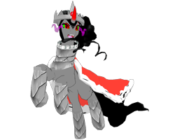 Size: 1280x1024 | Tagged: safe, artist:wynnchi, character:king sombra, species:pony, species:unicorn, 3d, cape, clothing, female, jewelry, mare, necklace, open mouth, queen umbra, rearing, rule 63, simple background, solo, sombra eyes, transparent background
