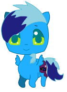 Size: 140x190 | Tagged: safe, artist:wynnchi, oc, oc only, oc:neptune, species:pegasus, species:pony, animated, blinking, chibi, flying, gif, male, pegasus oc, saddle bag, small wings, smiling, solo, stallion, wings