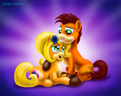 Size: 3475x2748 | Tagged: safe, artist:jac59col, character:shining armor, species:pony, bbbff, brother and sister, coco bandicoot, crash bandicoot, cuddling, female, male, ponified, siblings