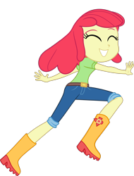 Size: 4000x5265 | Tagged: safe, artist:steyrrdash, edit, editor:slayerbvc, character:apple bloom, equestria girls:holidays unwrapped, g4, my little pony: equestria girls, my little pony:equestria girls, spoiler:eqg series (season 2), accessory-less edit, eyes closed, female, grin, missing accessory, simple background, smiling, solo, transparent background, vector, vector edit