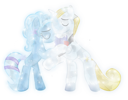 Size: 1013x789 | Tagged: safe, artist:lincolnbrewsterfan, character:prince blueblood, character:trixie, species:crystal pony, species:pony, ship:bluetrix, crystalline, crystallized, dancing, female, male, shipping, simple background, straight, transparent background, vector