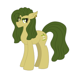 Size: 1280x1280 | Tagged: safe, artist:thr3eguess3s, oc, oc only, oc:apple core, parent:big macintosh, parent:limestone pie, parents:limemac, species:earth pony, species:pony, cutie mark, ear piercing, earring, eyebrows, jewelry, offspring, piercing, simple background, torn ear, transparent background