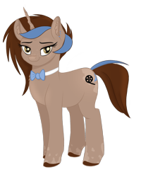 Size: 1200x1500 | Tagged: safe, artist:nyota71, oc, oc only, oc:shadow feather, species:pony, species:unicorn, 2020 community collab, derpibooru community collaboration, body markings, bow tie, colored hooves, ear piercing, earring, female, freckles, jewelry, looking at you, mare, piercing, simple background, solo, spots, transparent background