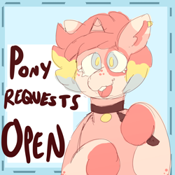 Size: 2000x2000 | Tagged: safe, artist:rigbythememe, oc, oc only, oc:milky (rigbythememe), species:pony, species:unicorn, collar, commission, hoof hold, request, requested art, solo, stylus