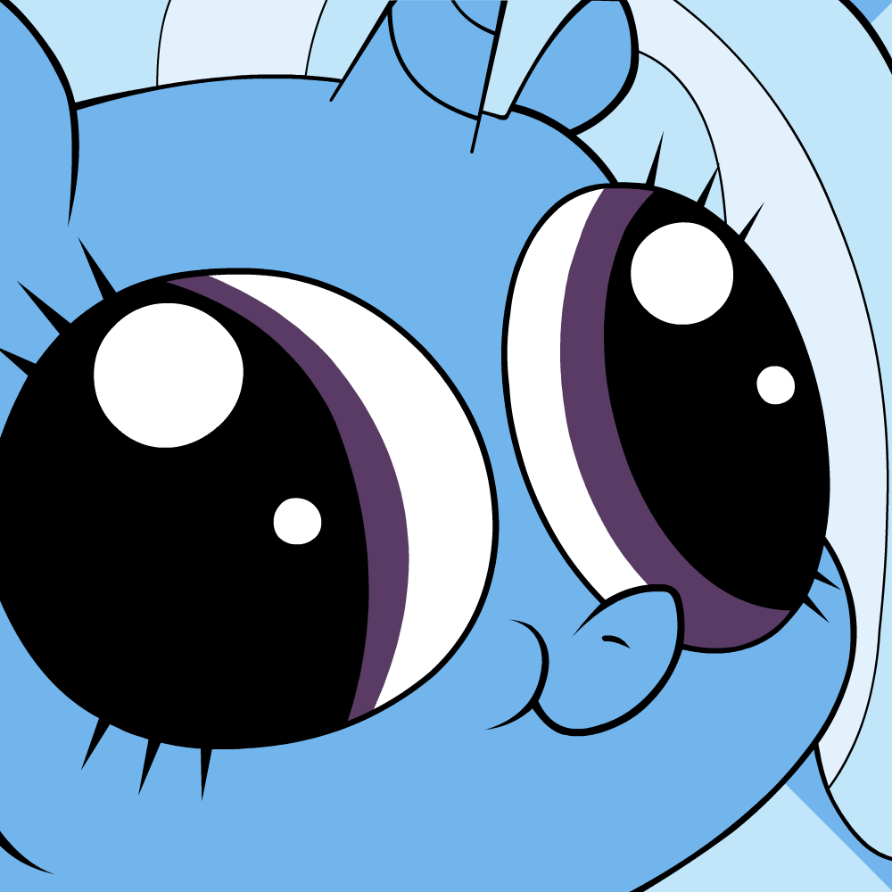 Size: 1000x1000 | Tagged: safe, artist:blanishna, edit, character:trixie, animated, close-up, cross-eyed, does this look like the face of mercy, female, gif, hey you, puppy dog eyes, scrunchy face