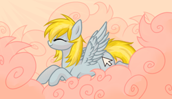 Size: 2160x1245 | Tagged: safe, artist:alfury, base used, oc, oc only, oc:cloud cuddler, species:pegasus, species:pony, cloud, cutie mark, female, lying down, mouse cursor, solo, ych result