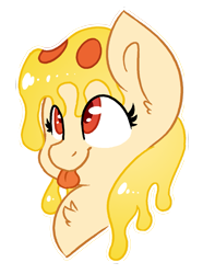 Size: 1073x1445 | Tagged: safe, artist:northwindsmlp, oc, oc:mozzarella orgy, species:pony, bust, female, food pony, mare, original species, pizza, pizza pony, portrait, simple background, solo, tongue out, transparent background